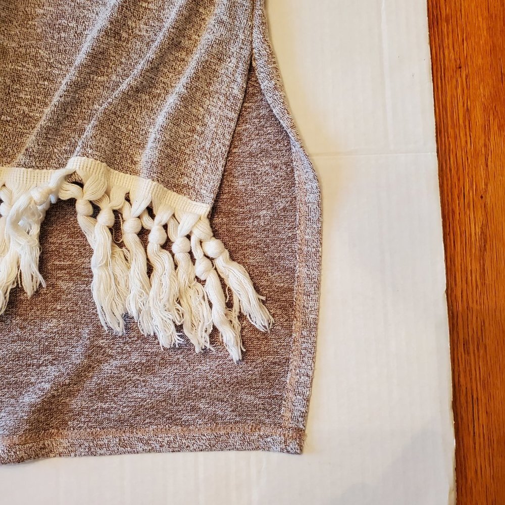 Entro Fringe High Low Hem Open Weave Pullover Long Sleeve Blouse Small - Picture 10 of 16